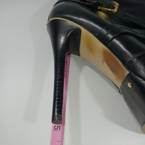 *Michael Kors Stockard Bootie Dark Brown/Black 5" Heel Sz 10M Gold Side Zipper - Picture 14 of 14